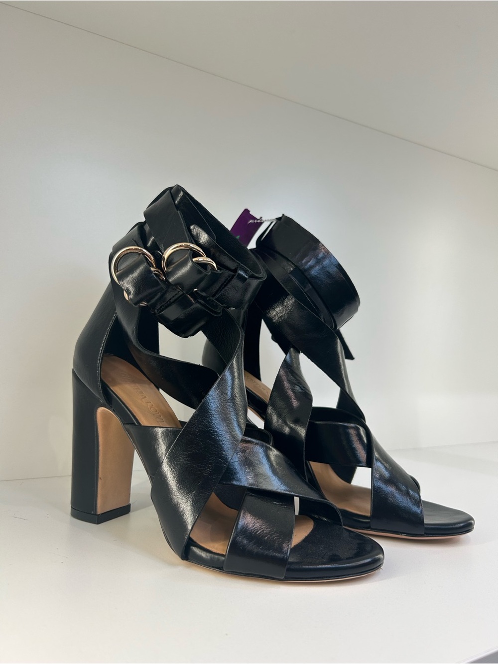 Cynthia Rowley Dbl Ankle Buckle Stack Heels Sz 7